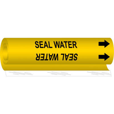 Marqueur de tuyau «Seal Water», Enveloppant, 26" h x 12" la, Noir sur jaune
