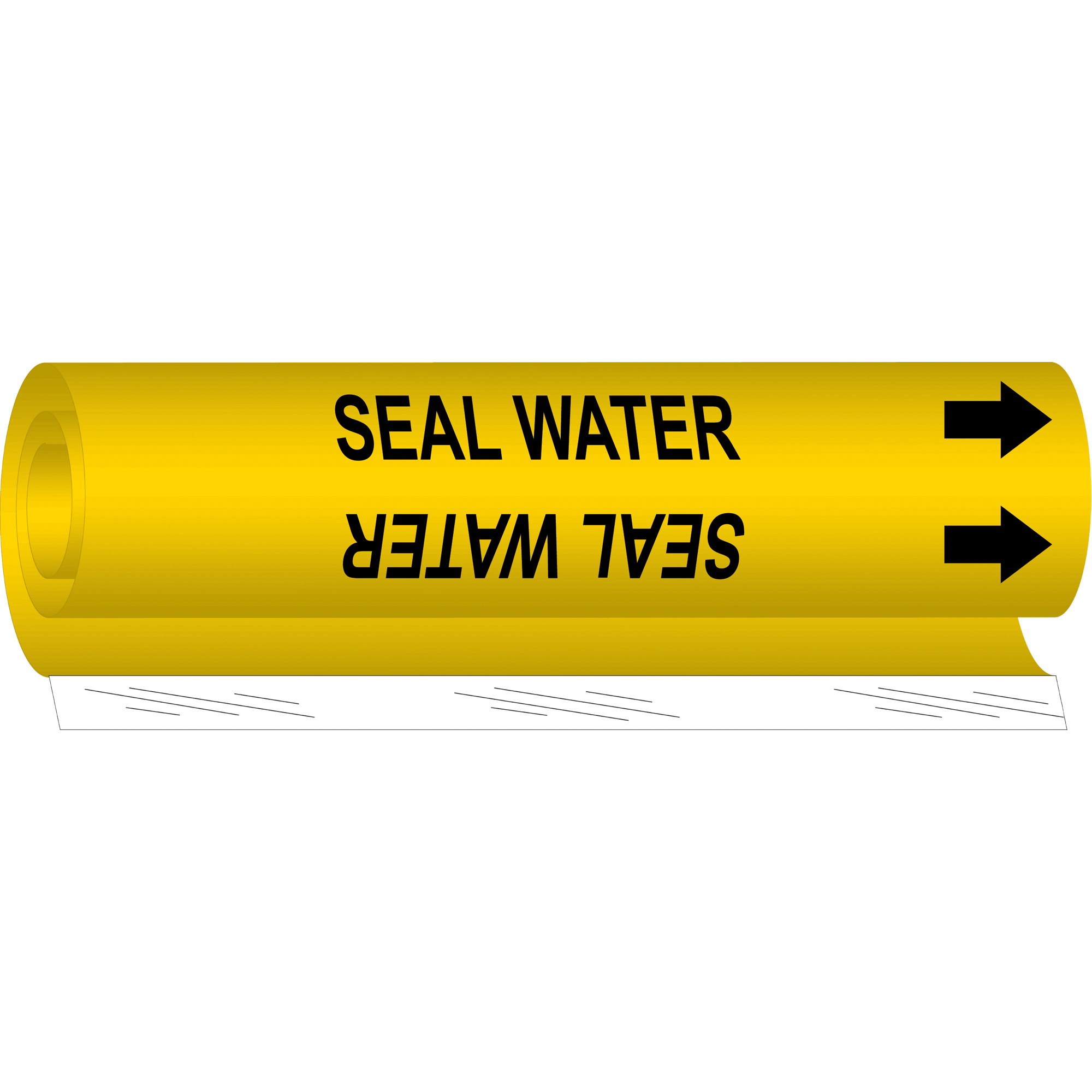 Marqueur de tuyau «Seal Water», Enveloppant, 26" h x 12" la, Noir sur jaune