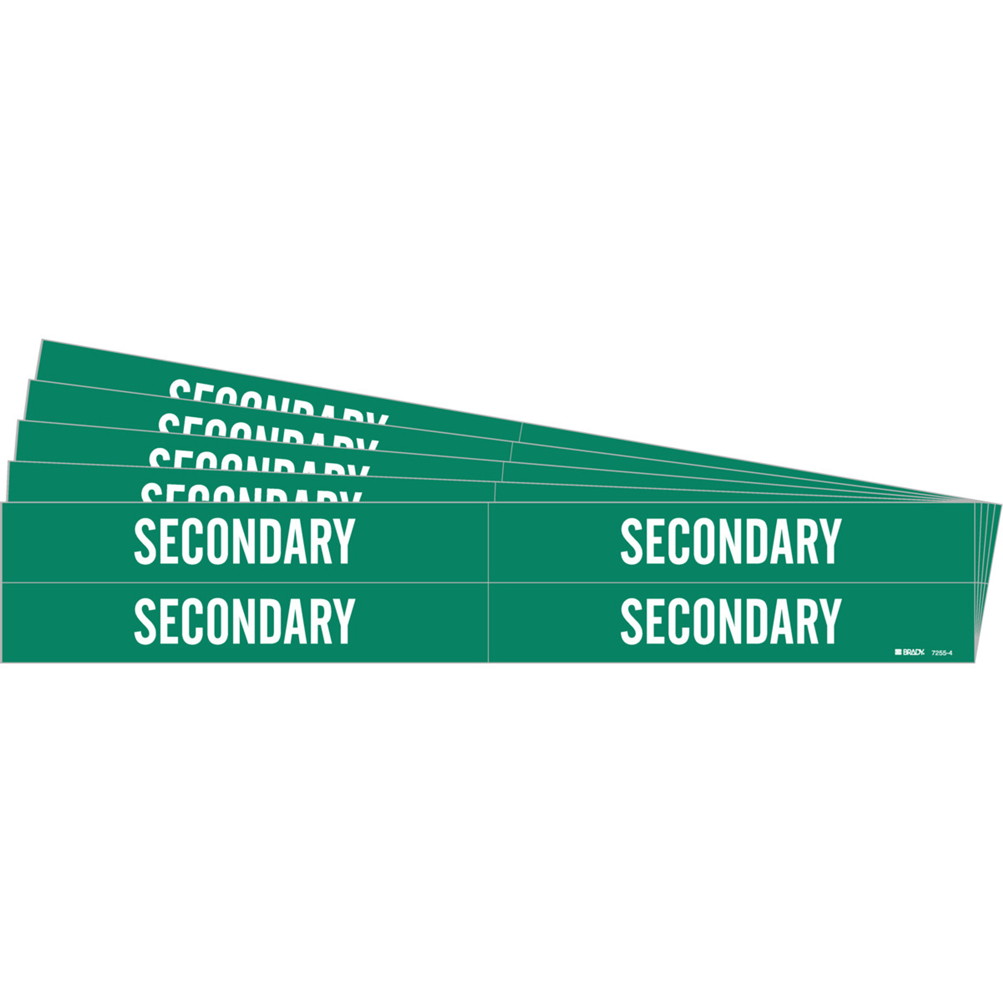 Marqueur de tuyau «Secondary», Autocollant, 1-1/8" h x 7" la, Blanc/vert