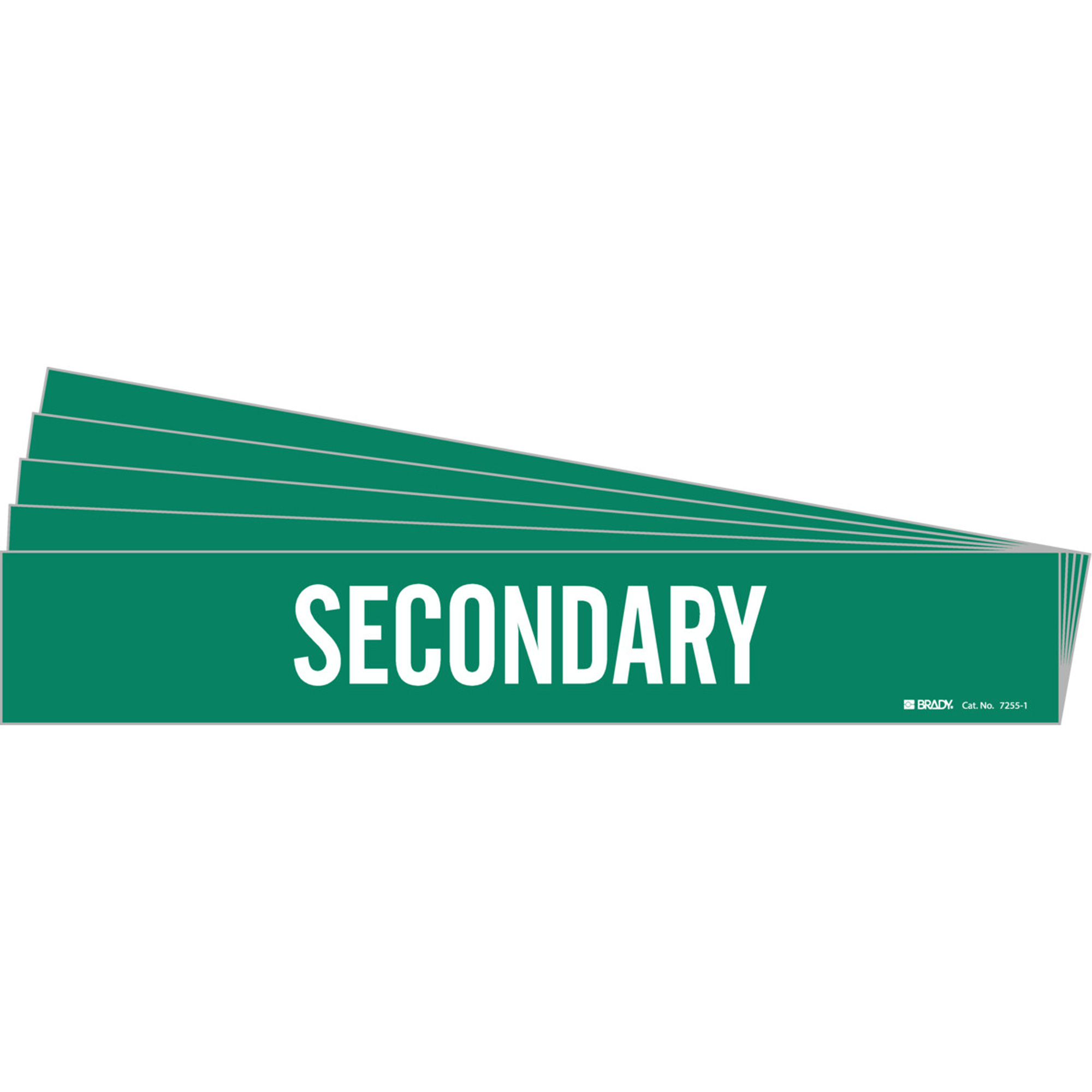 Marqueur de tuyau «Secondary», Autocollant, 2-1/4" h x 14" la, Blanc/vert