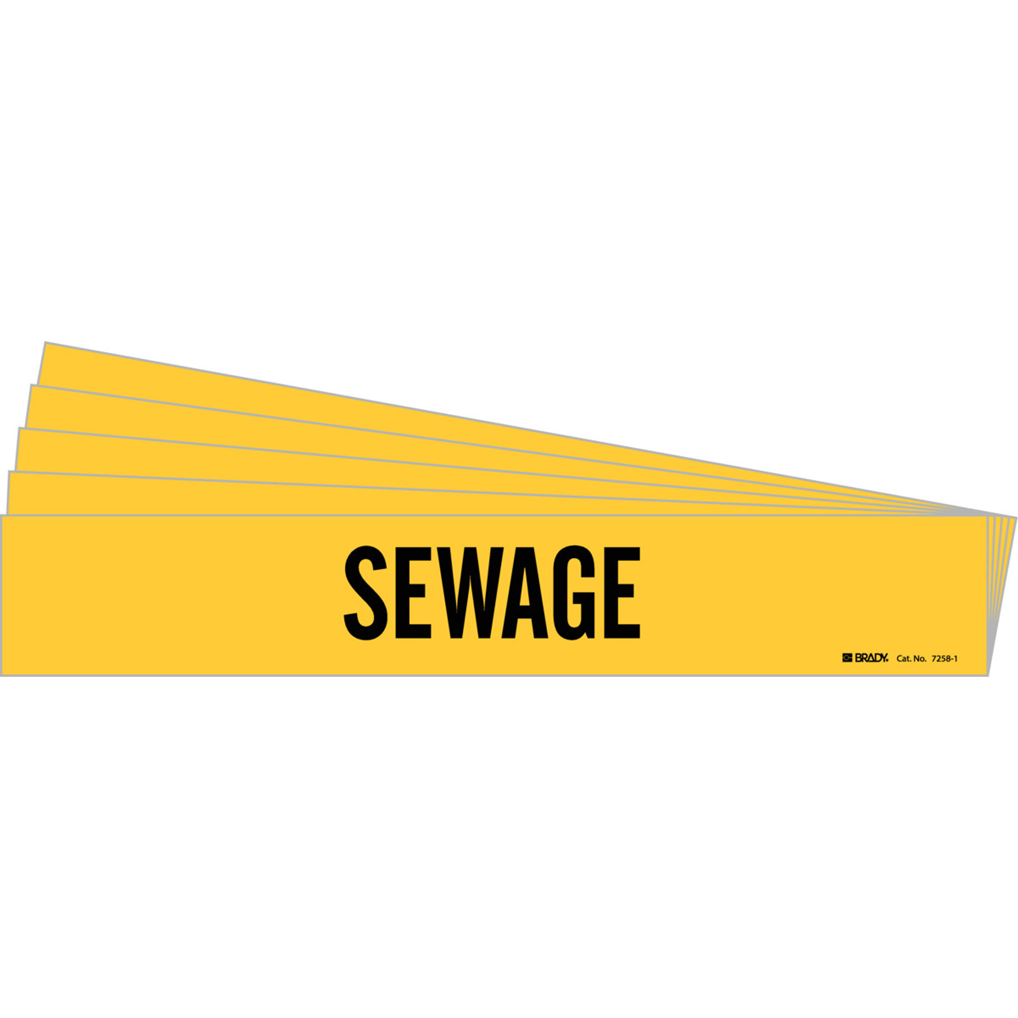 Marqueur de tuyau «Sewage», Autocollant, 2-1/4" h x 14" la, Noir sur jaune