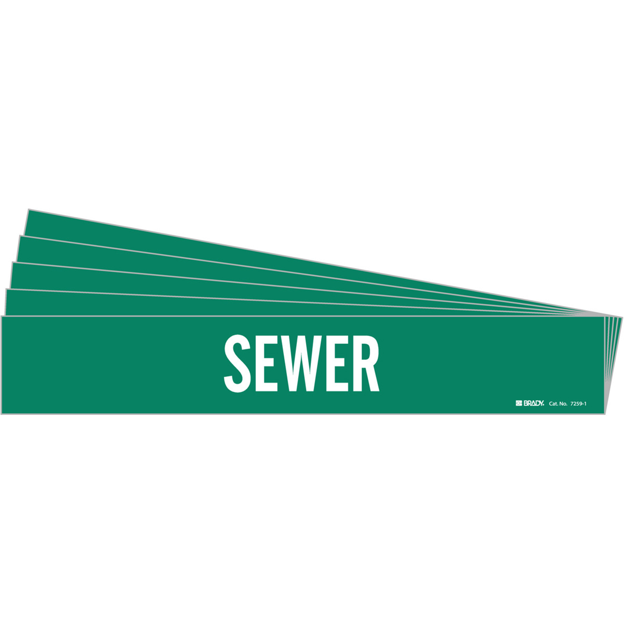 Marqueur de tuyau «Sewer», Autocollant, 2-1/4" h x 14" la, Blanc/vert