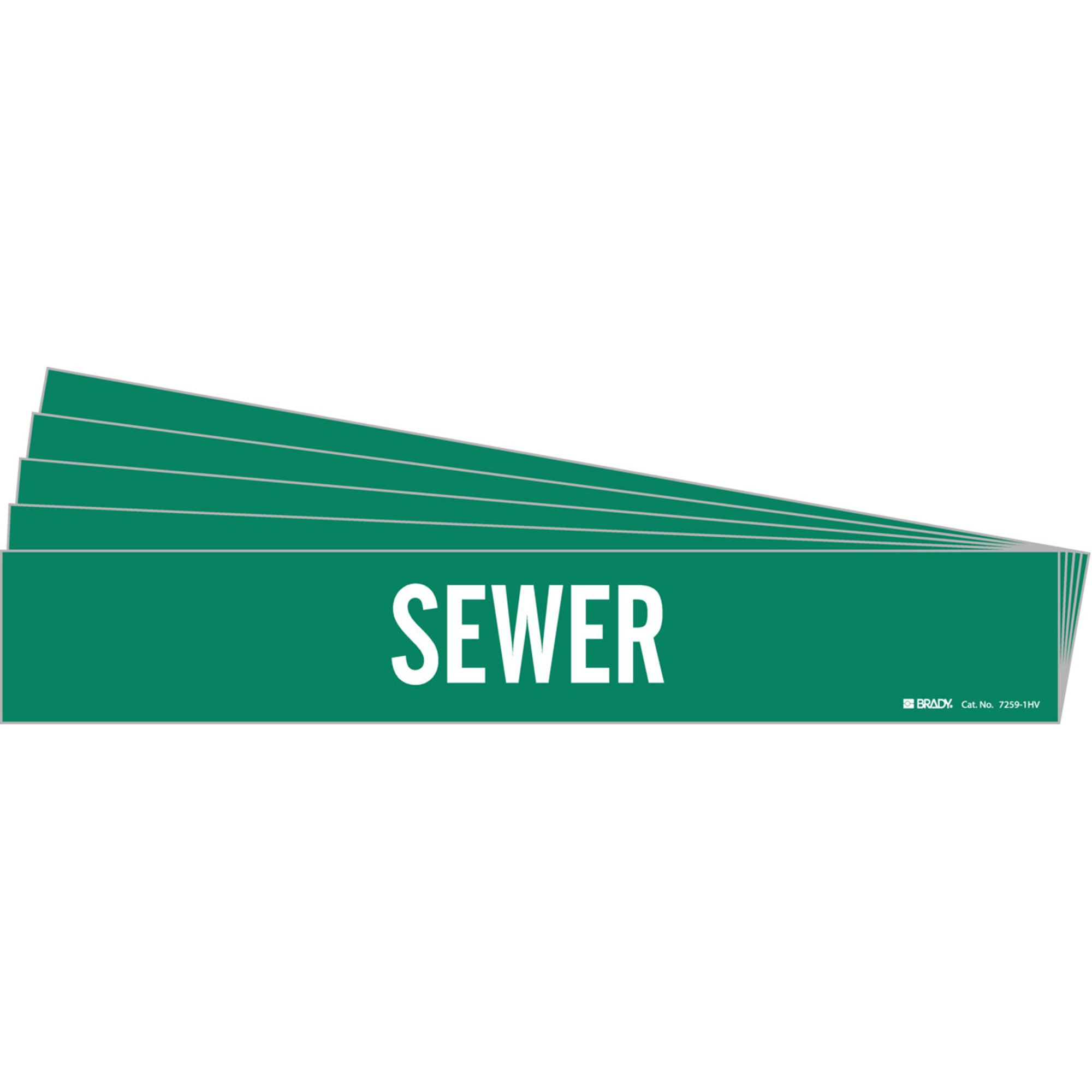 Marqueur de tuyau «Sewer», Autocollant, 4" h x 24" la, Blanc/vert