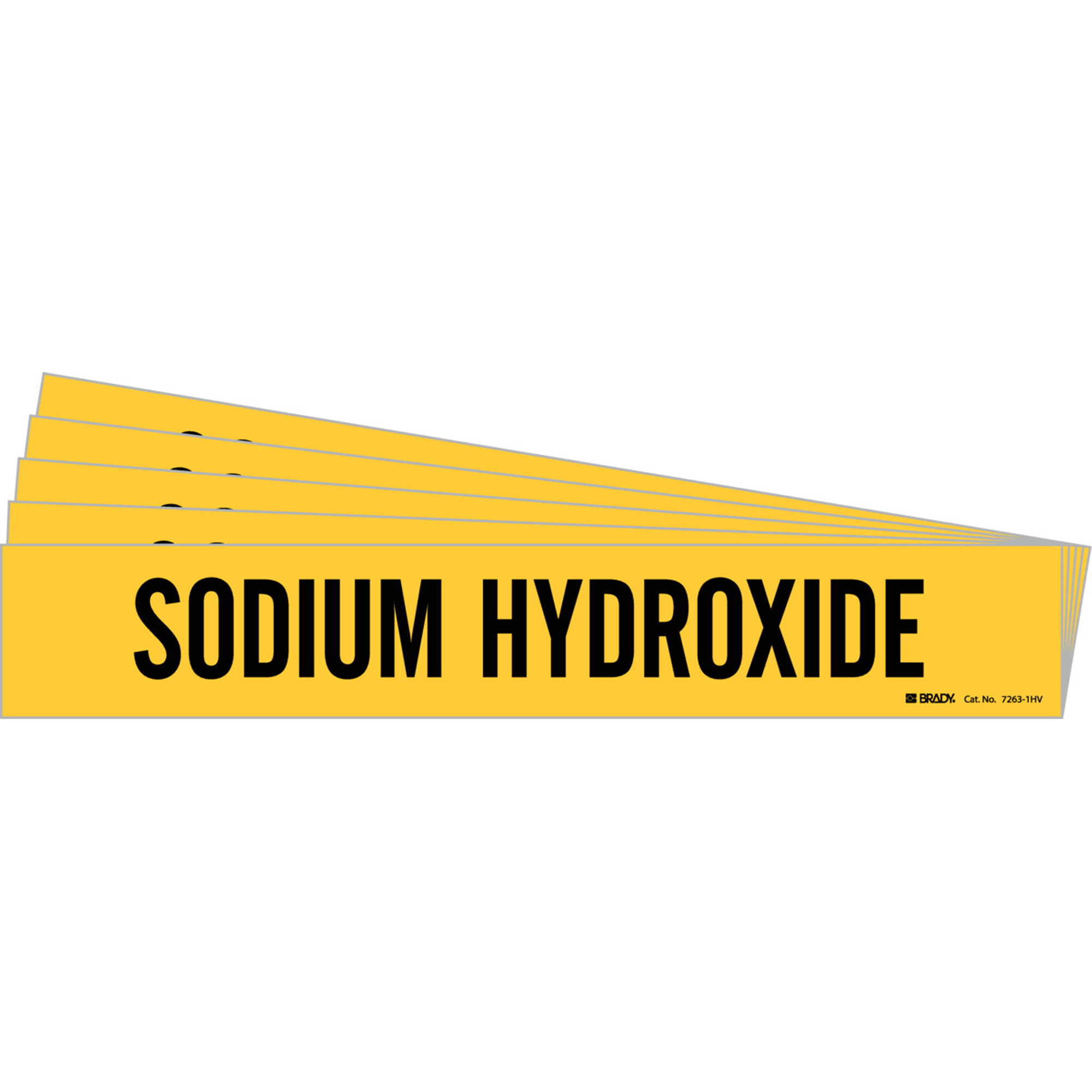 Marqueur de tuyau «Sodium Hydroxide», Autocollant, 4" h x 24" la, Noir sur jaune