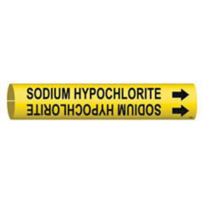Marqueur de tuyau «Sodium Hypochlorite», À pression, 13/16" h x 13/16" la, Noir sur jaune