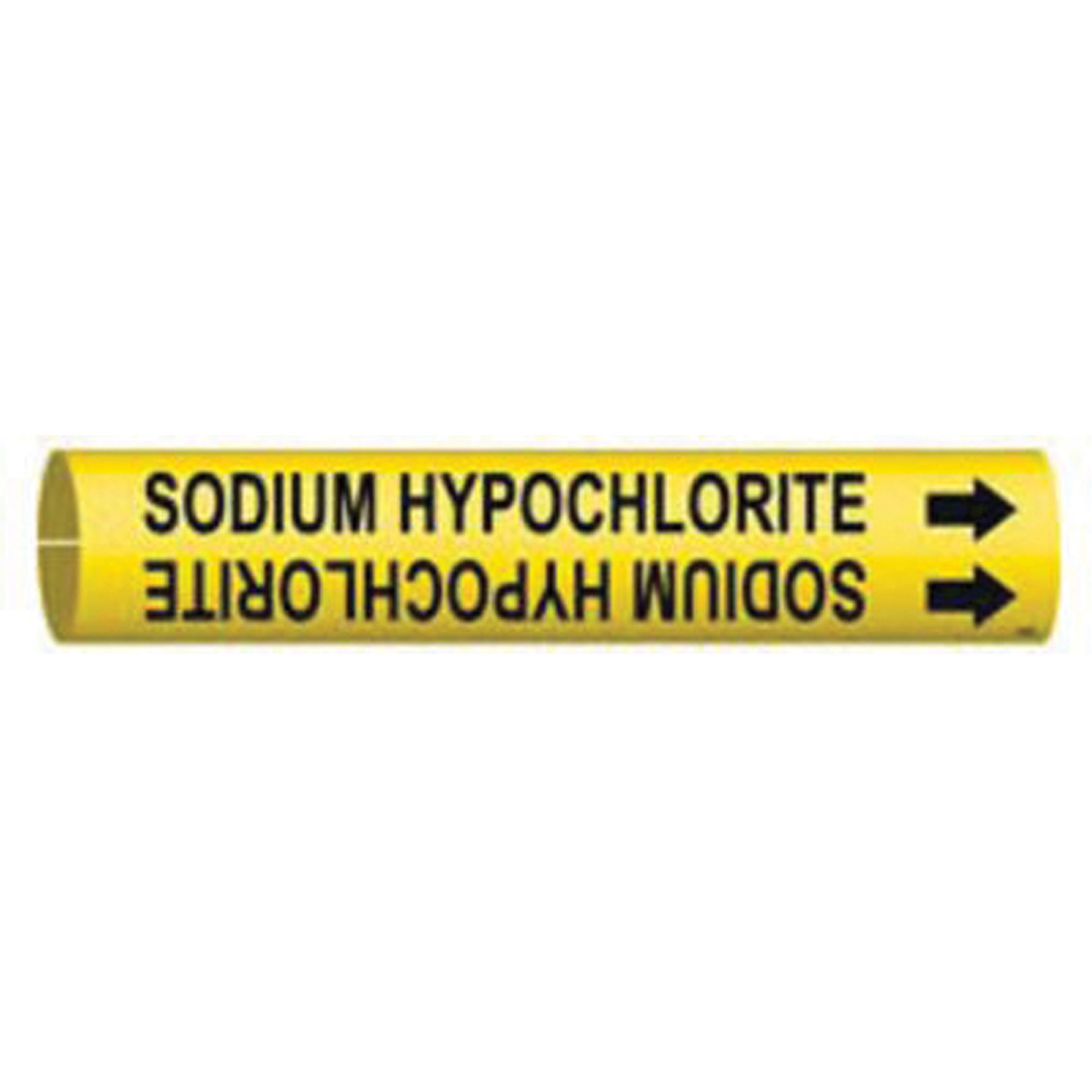 Marqueur de tuyau «Sodium Hypochlorite», À pression, 13/16" h x 13/16" la, Noir sur jaune