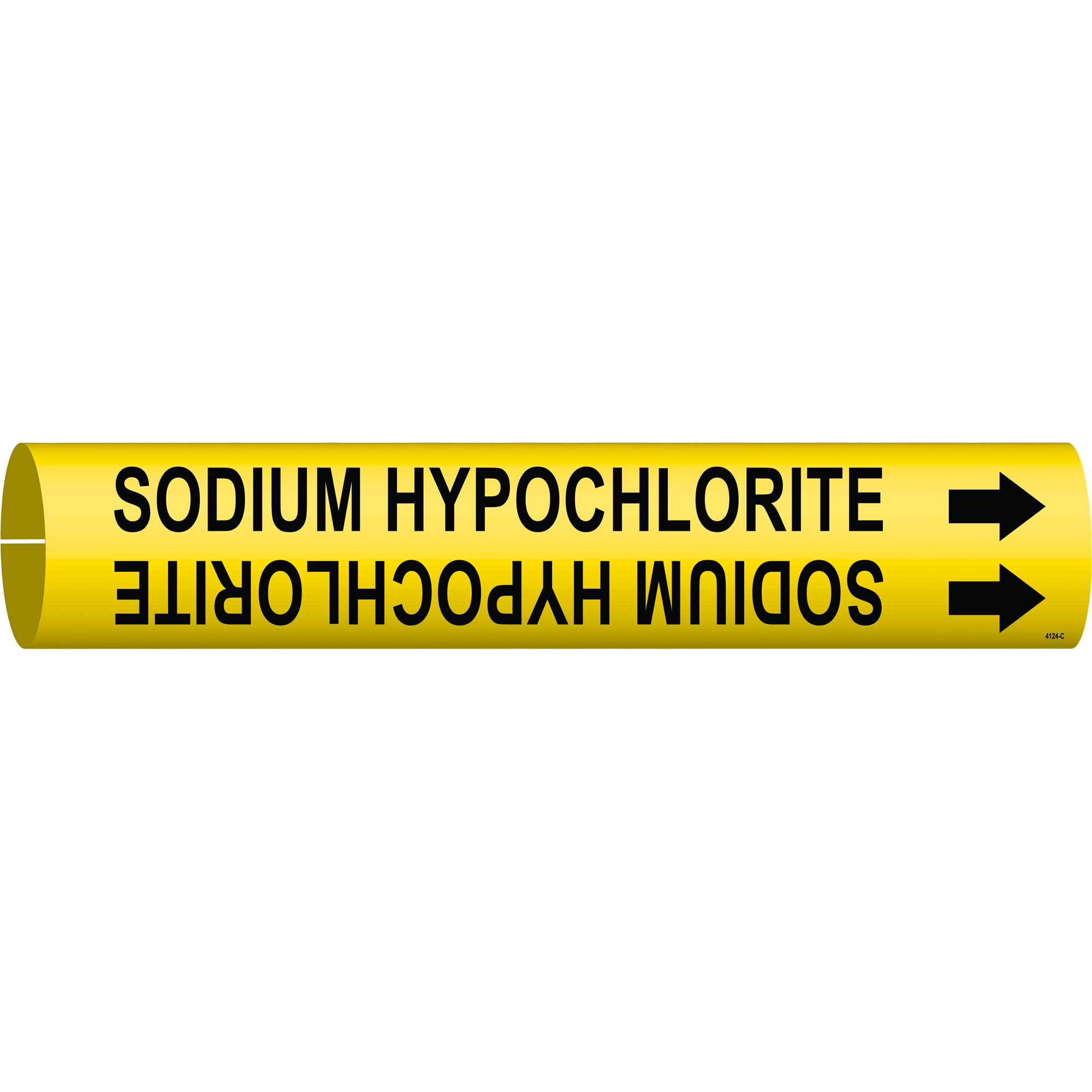 Marqueur de tuyau «Sodium Hypochlorite», À pression, 2" h x 2" la, Noir sur jaune
