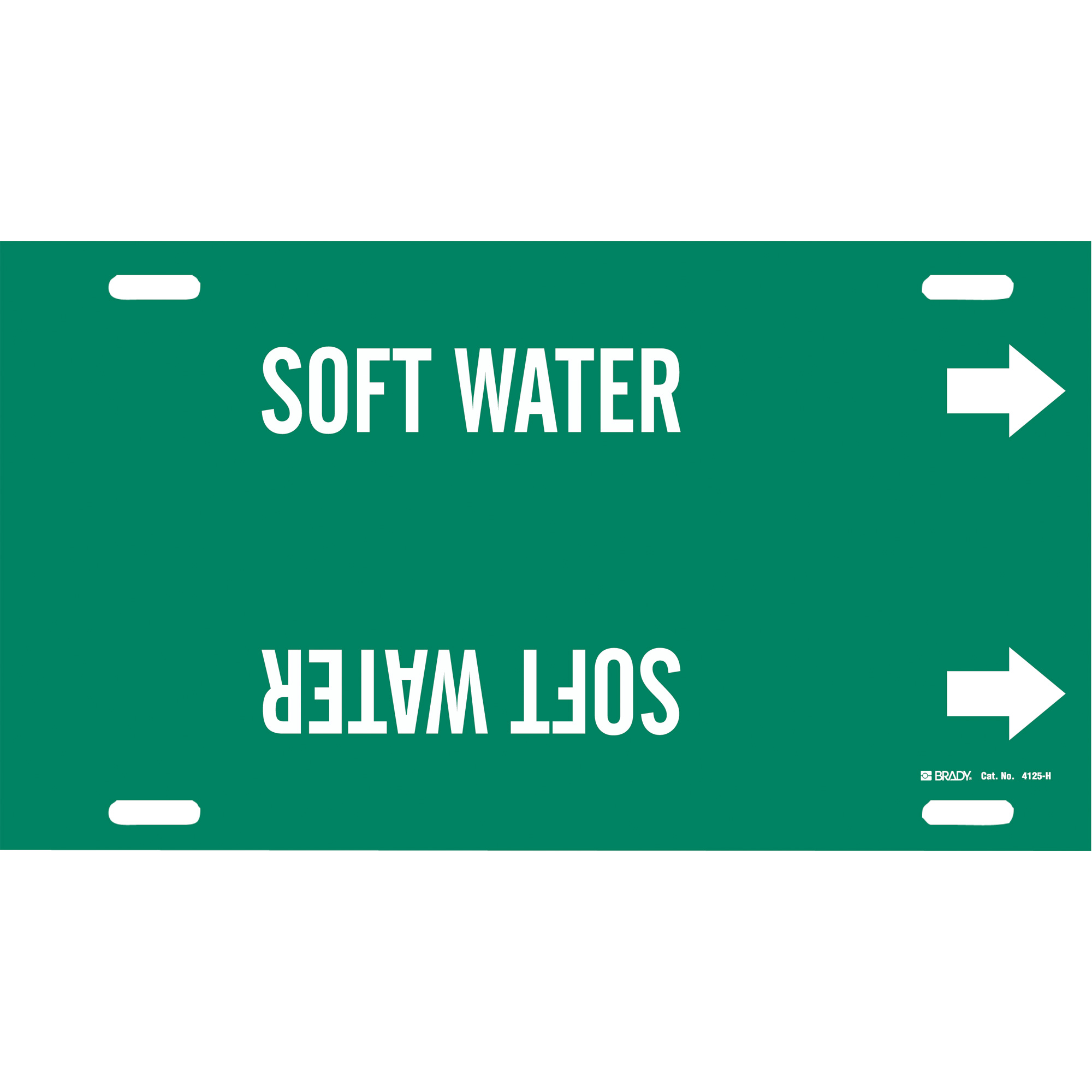 Marqueur de tuyau «Soft Water», À attacher, 10" h x 32" la, Blanc/vert