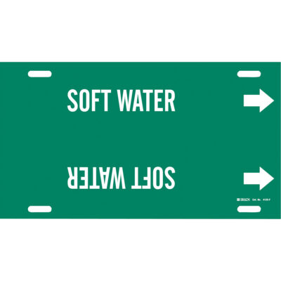 Marqueur de tuyau «Soft Water», À attacher, 8" h x 16" la, Blanc/vert
