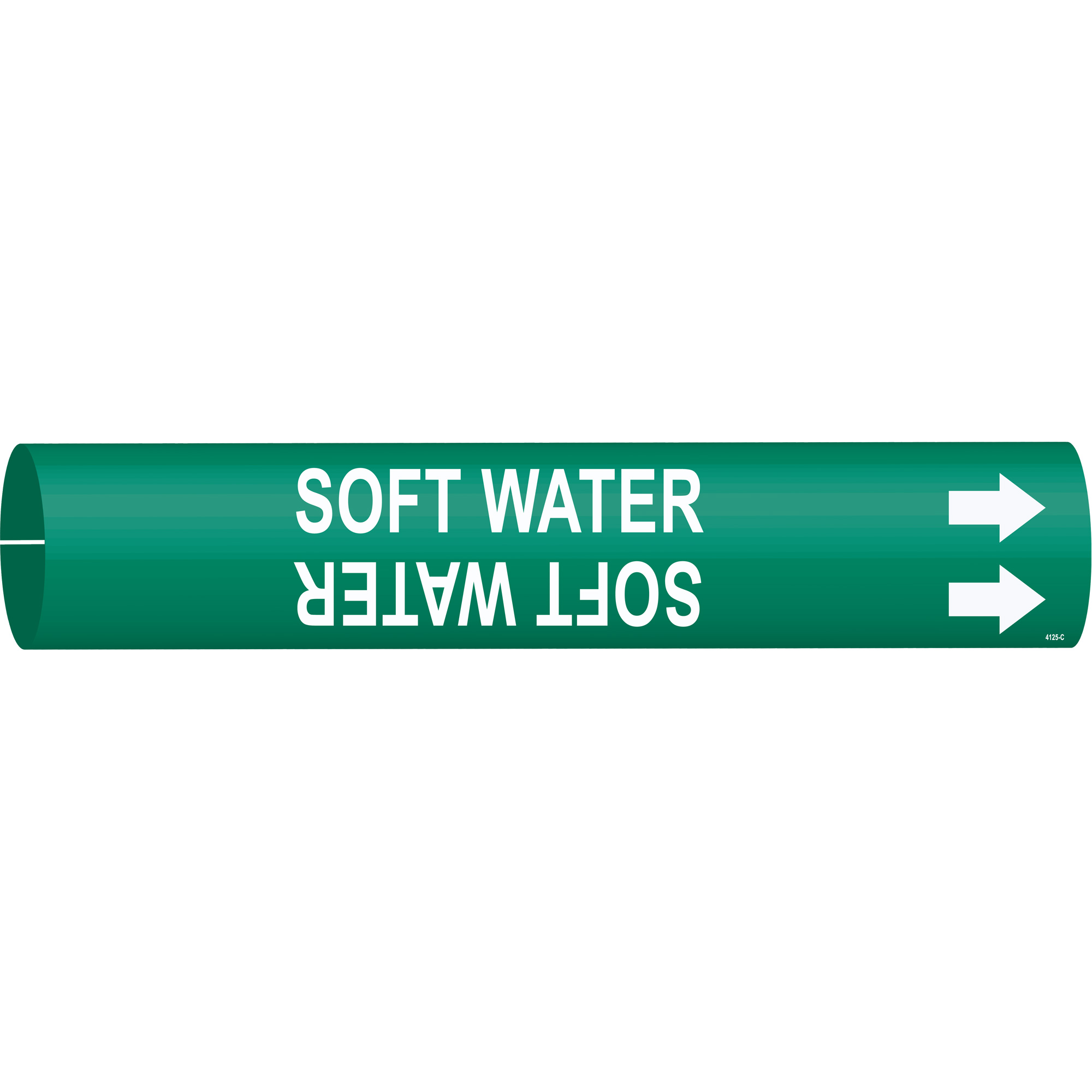 Marqueur de tuyau «Soft Water», À pression, 2" h x 2" la, Blanc/vert