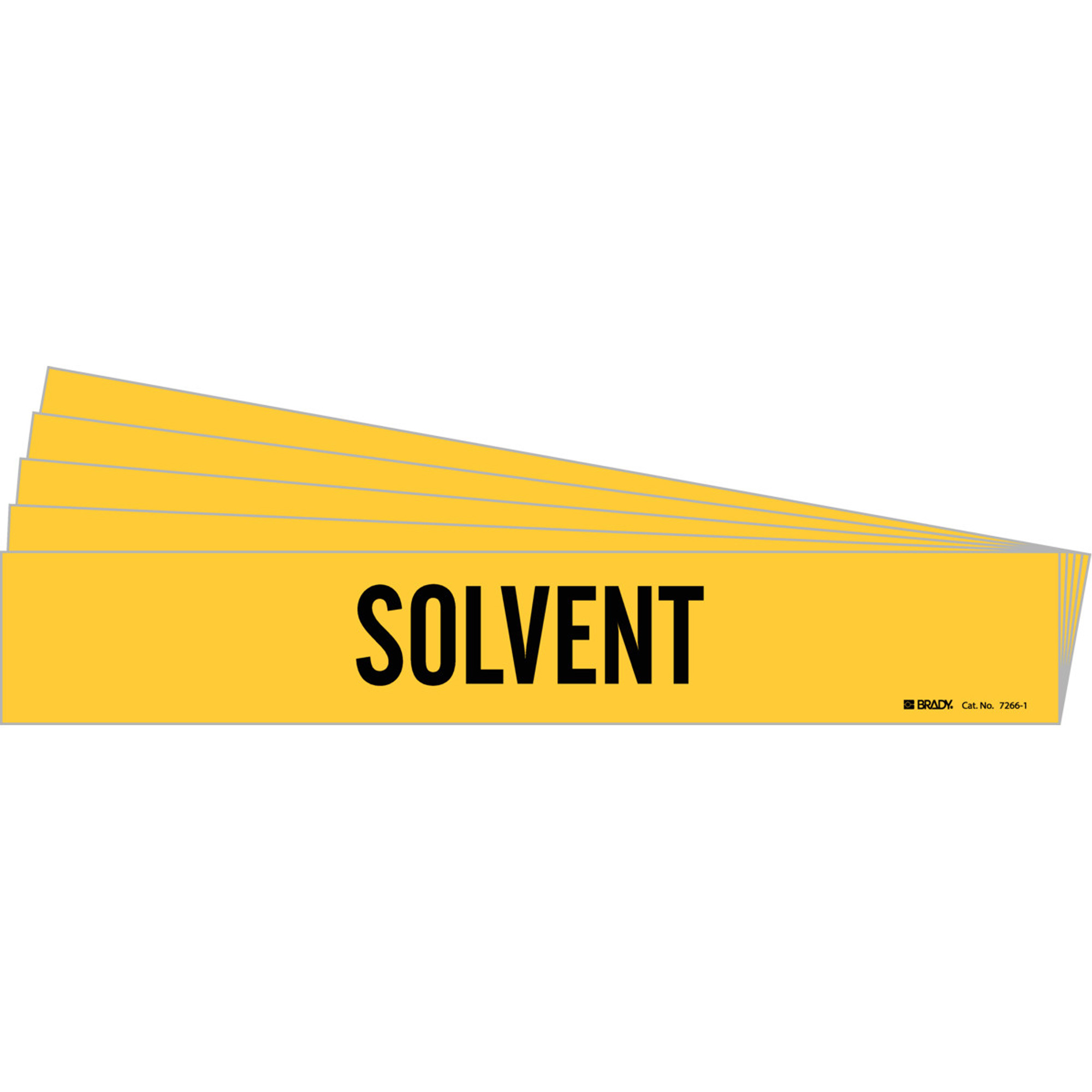 Marqueur de tuyau «Solvent», Autocollant, 2-1/4" h x 14" la, Noir sur jaune