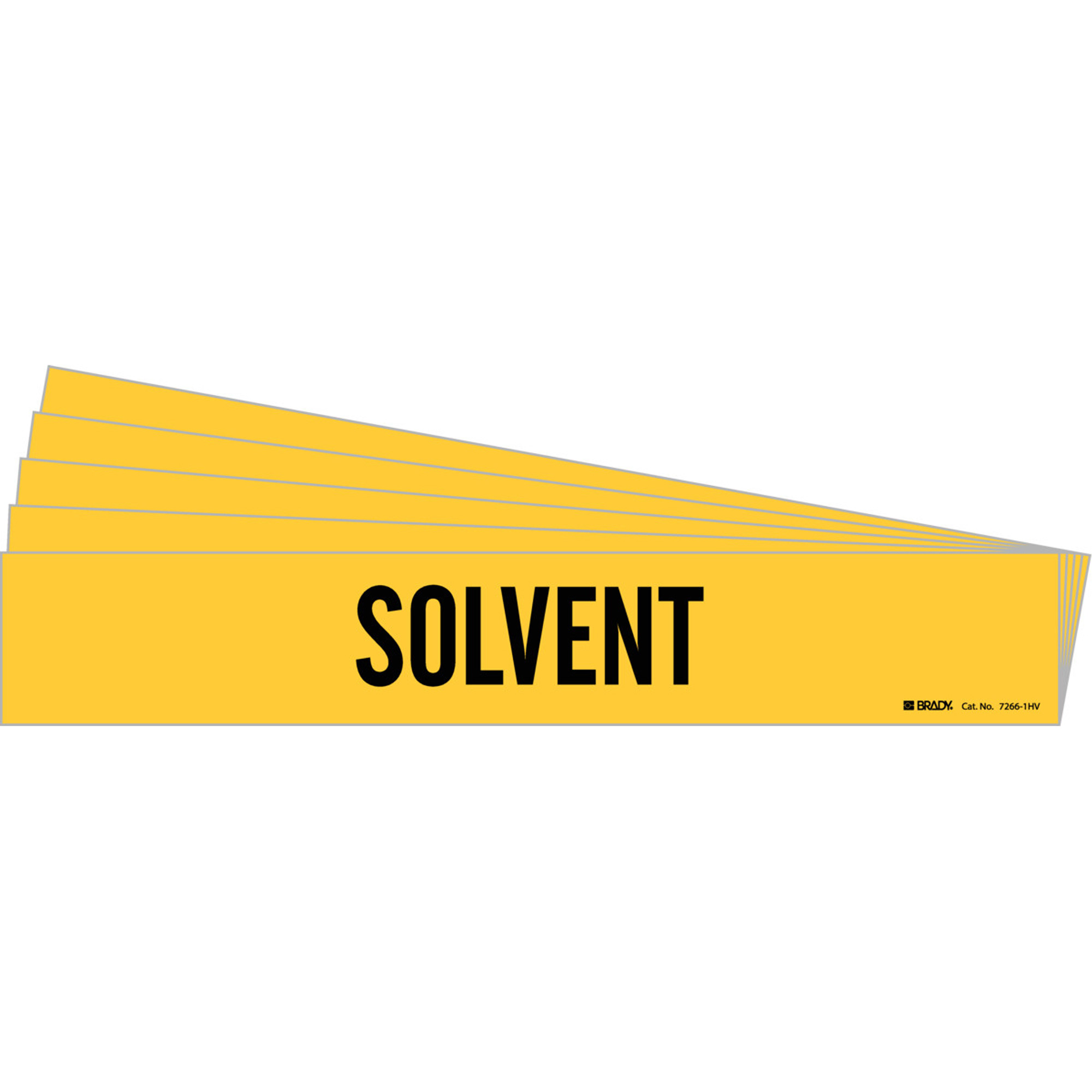 Marqueur de tuyau «Solvent», Autocollant, 4" h x 24" la, Noir sur jaune