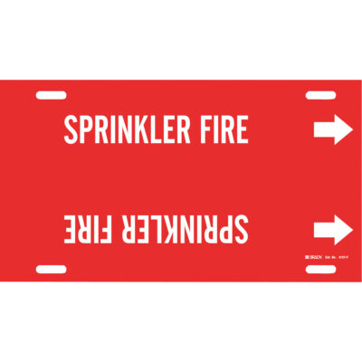 Marqueur de tuyau «Sprinkler Fire», À attacher, 8" h x 16" la, Blanc/rouge