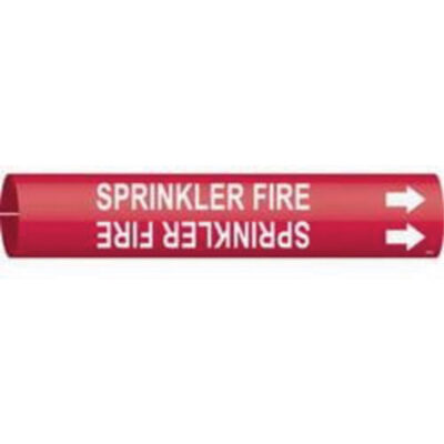 Marqueur de tuyau «Sprinkler Fire», À pression, 13/16" h x 13/16" la, Blanc/rouge