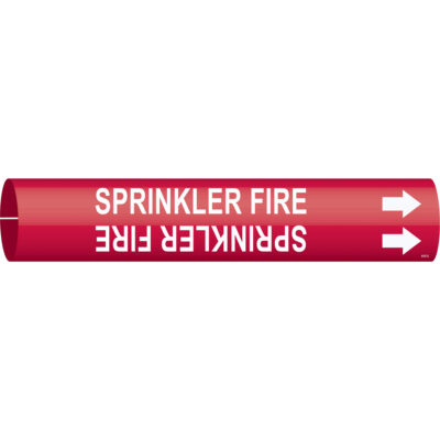 Marqueur de tuyau «Sprinkler Fire», À pression, 2" h x 2" la, Blanc/rouge
