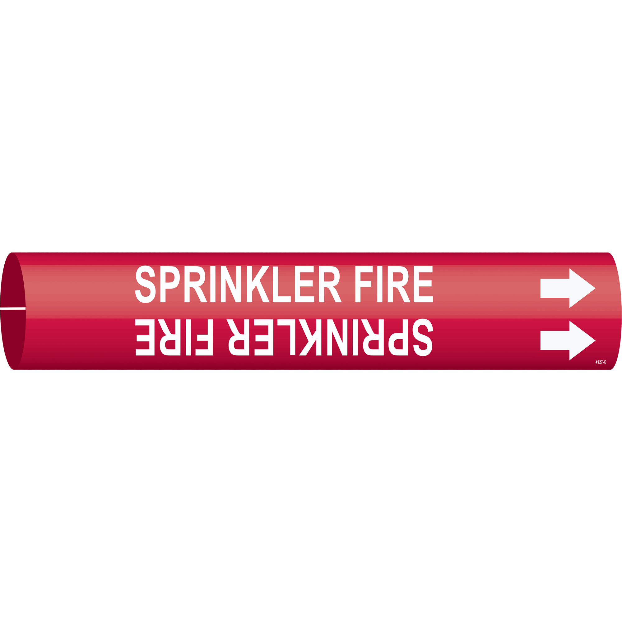 Marqueur de tuyau «Sprinkler Fire», À pression, 2" h x 2" la, Blanc/rouge