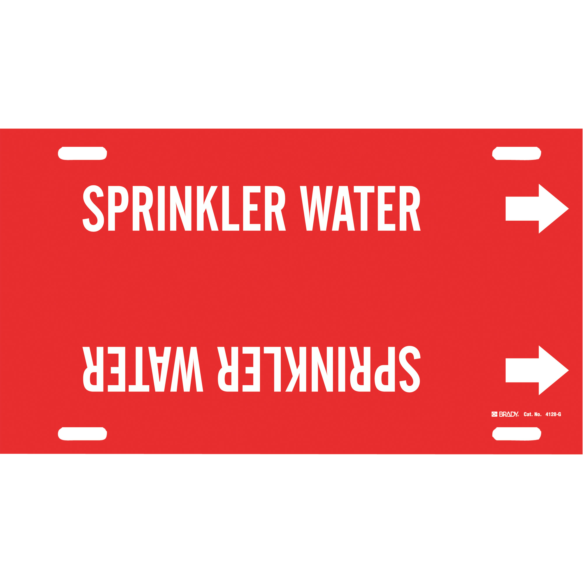 Marqueur de tuyau «Sprinkler Water», À attacher, 10" h x 24" la, Blanc/rouge