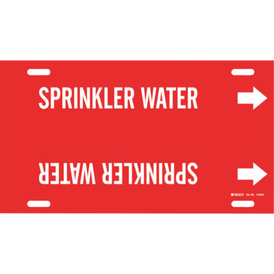 Marqueur de tuyau «Sprinkler Water», À attacher, 10" h x 32" la, Blanc/rouge