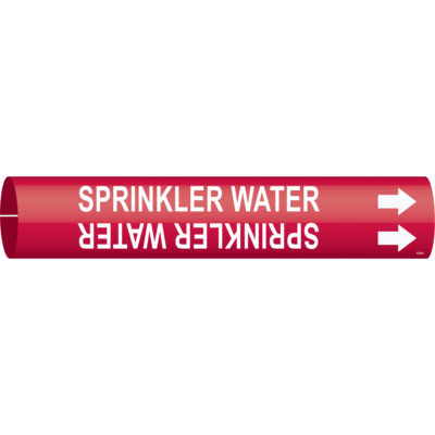 Marqueur de tuyau «Sprinkler Water», À pression, 2" h x 2" la, Blanc/rouge