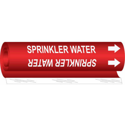Marqueur de tuyau «Sprinkler Water», Enveloppant, 5" h x 8" la, Blanc/rouge