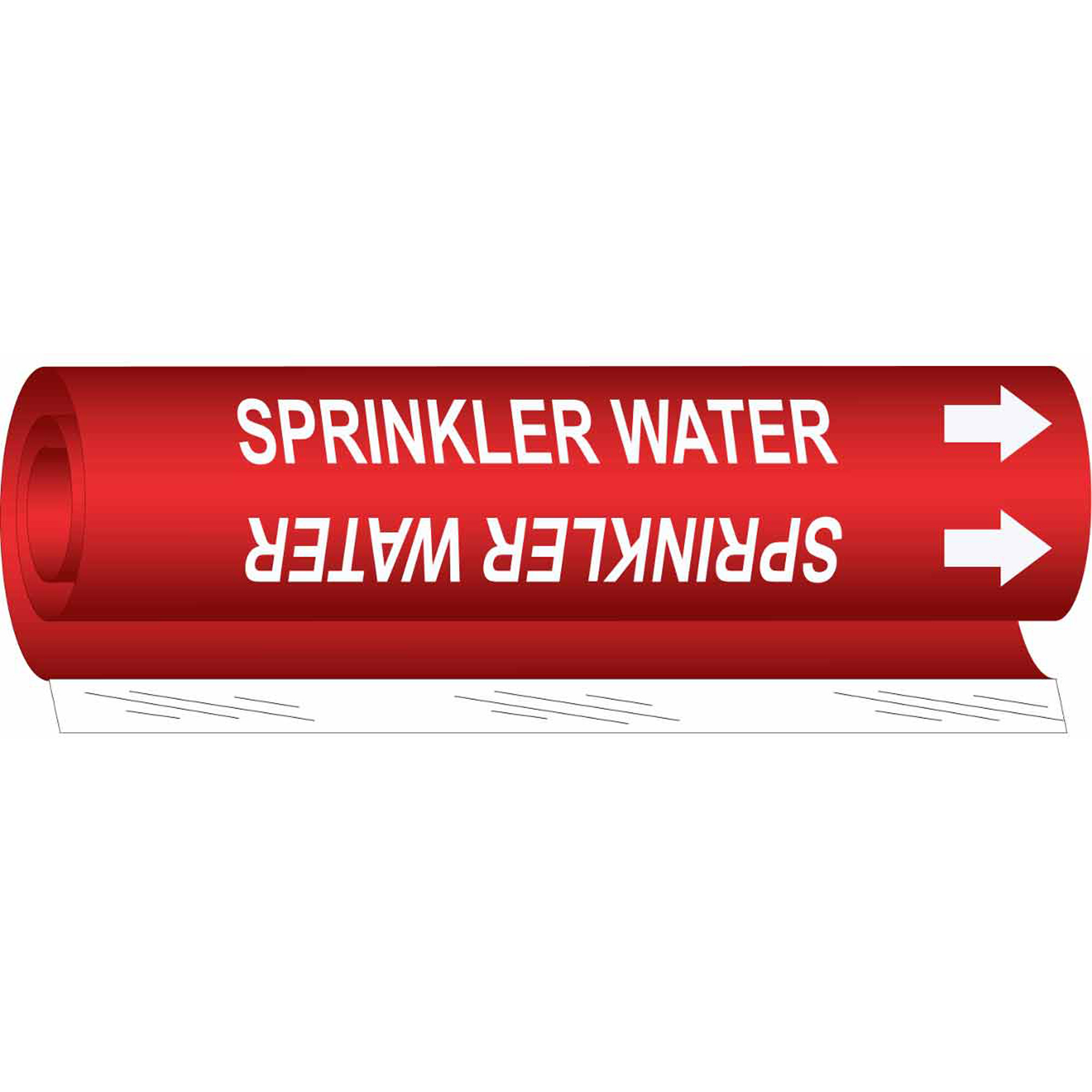 Marqueur de tuyau «Sprinkler Water», Enveloppant, 5" h x 8" la, Blanc/rouge
