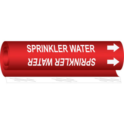 Marqueur de tuyau «Sprinkler Water», Enveloppant, 9" h x 8" la, Blanc/rouge