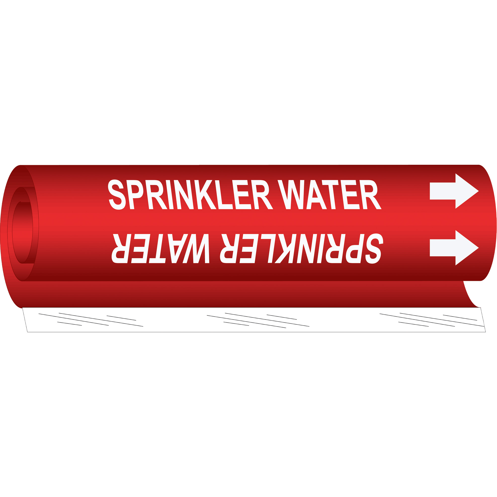 Marqueur de tuyau «Sprinkler Water», Enveloppant, 9" h x 8" la, Blanc/rouge