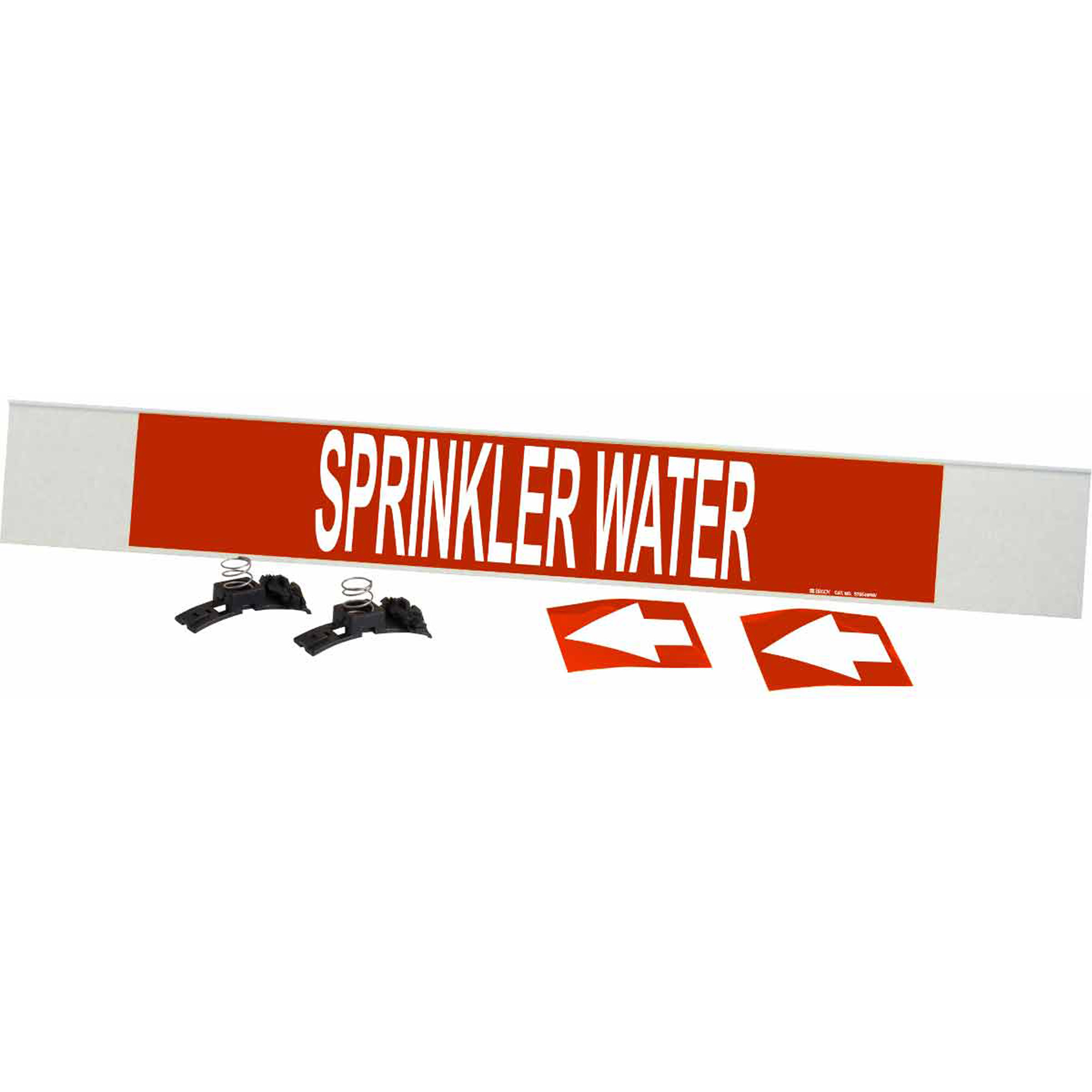 Marqueur de tuyau «Sprinkler Water», Transporteur en fibre de verre avec agrafes, 4" h x 24" la, Blanc/rouge
