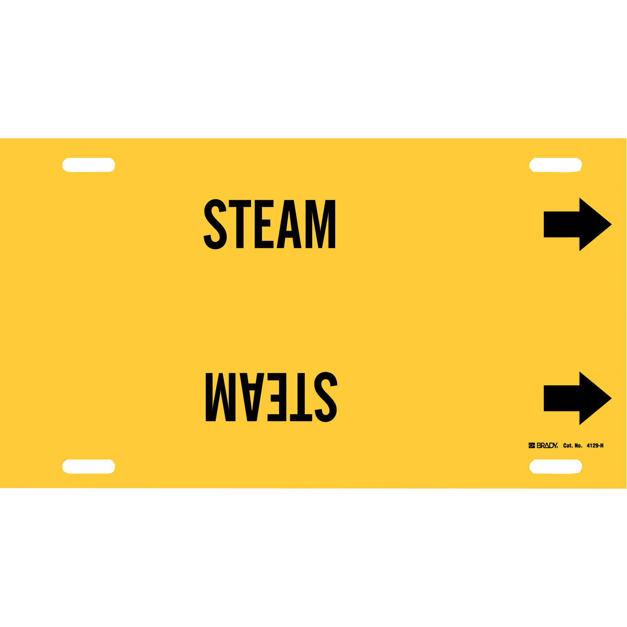 Marqueur de tuyau «Steam», À attacher, 10" h x 32" la, Noir sur jaune