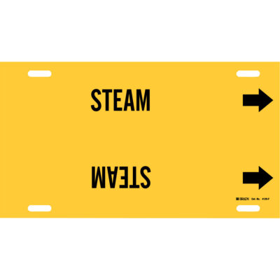 Marqueur de tuyau «Steam», À attacher, 8" h x 16" la, Noir sur jaune