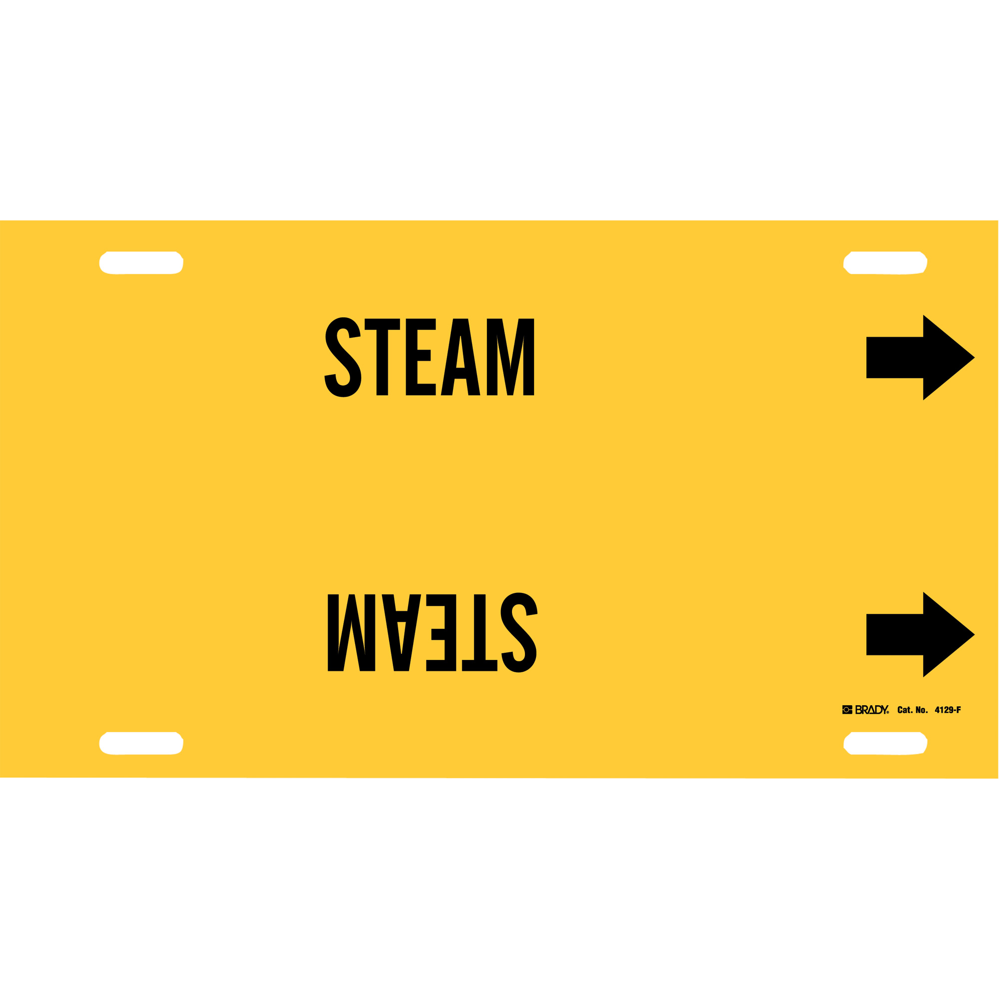 Marqueur de tuyau «Steam», À attacher, 8" h x 16" la, Noir sur jaune