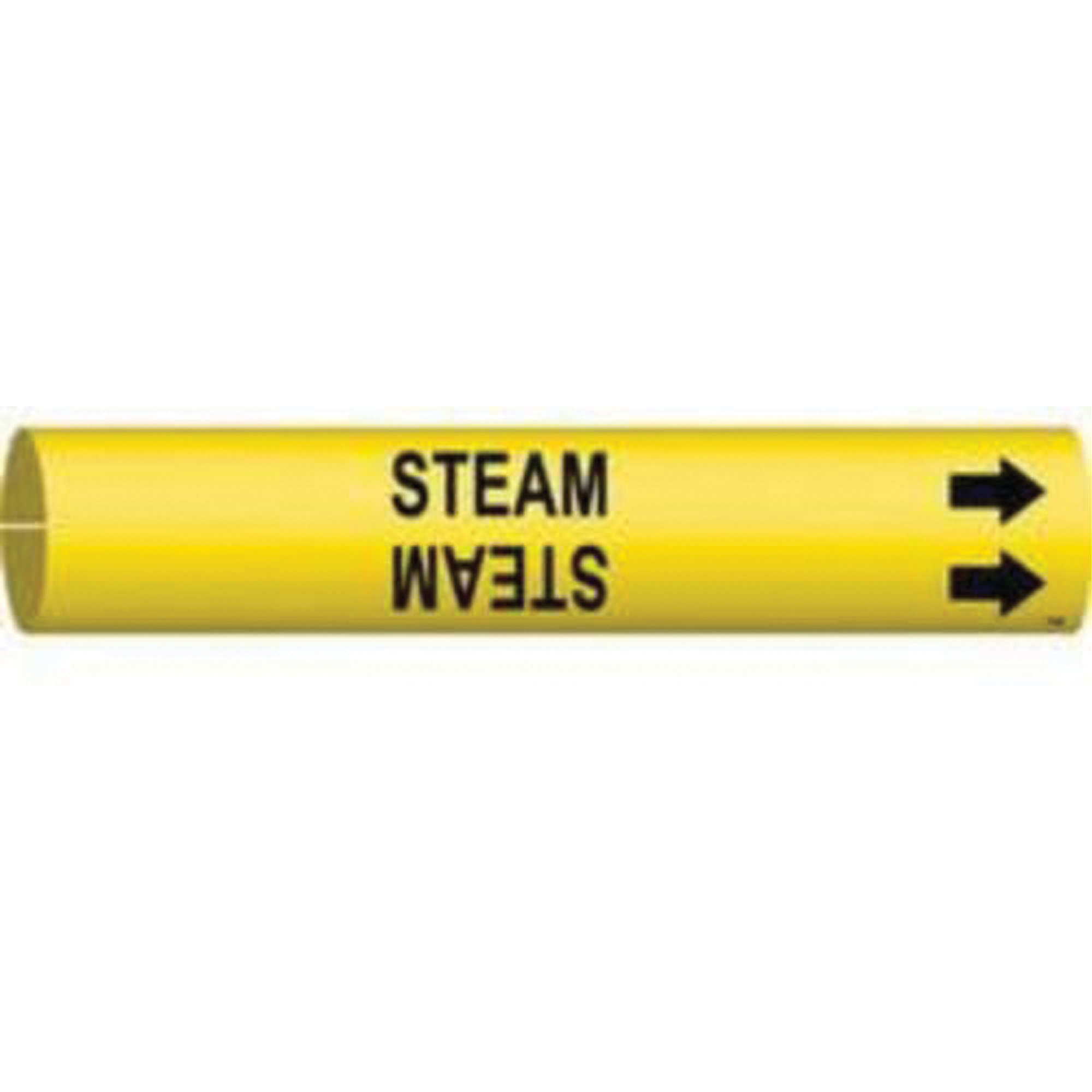 Marqueur de tuyau «Steam», À pression, 13/16" h x 13/16" la, Noir sur jaune