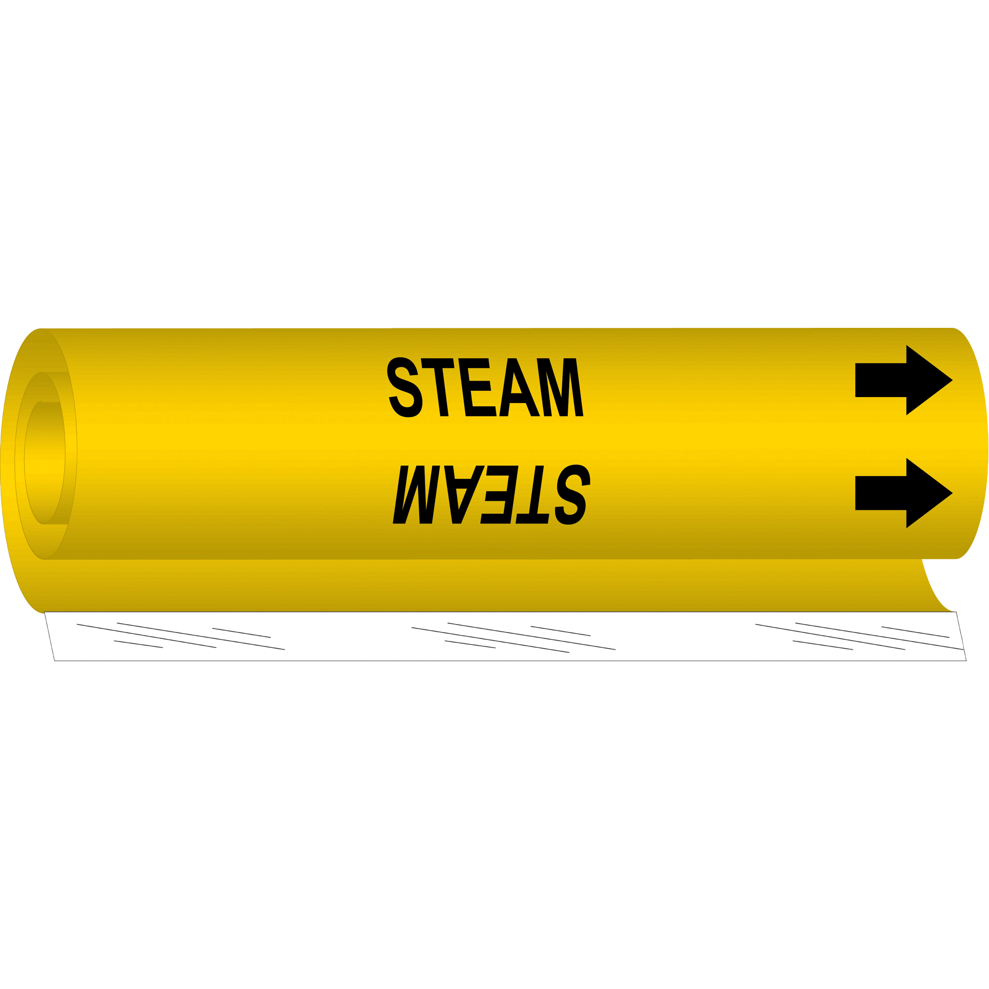 Marqueur de tuyau «Steam», Enveloppant, 26" h x 12" la, Noir sur jaune