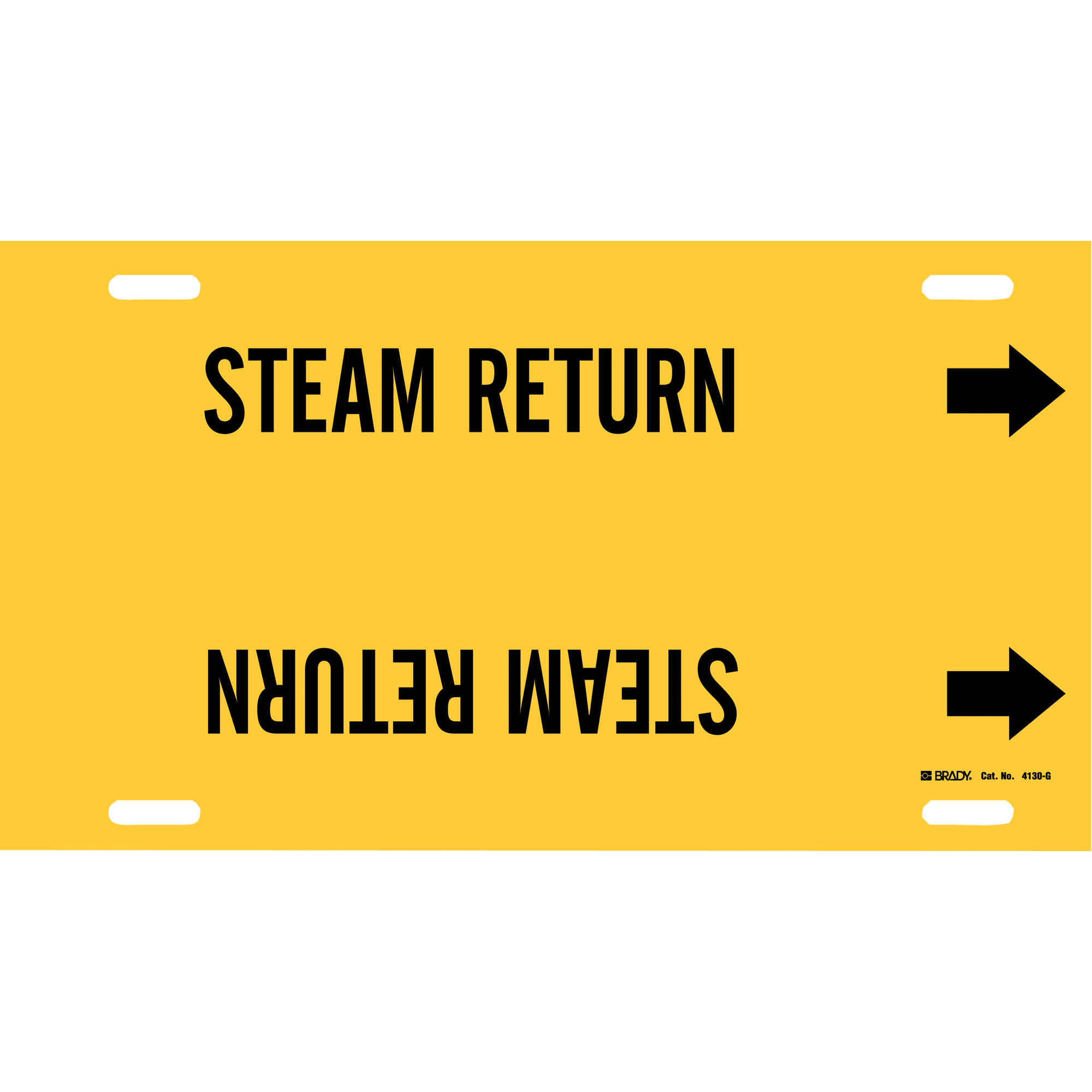 Marqueur de tuyau «Steam Return», À attacher, 10" h x 24" la, Noir sur jaune
