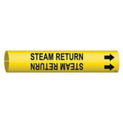 Marqueur de tuyau «Steam Return», À pression, 2" h x 2" la, Noir sur jaune
