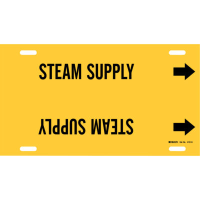 Marqueur de tuyau «Steam Supply», À attacher, 10" h x 24" la, Noir sur jaune