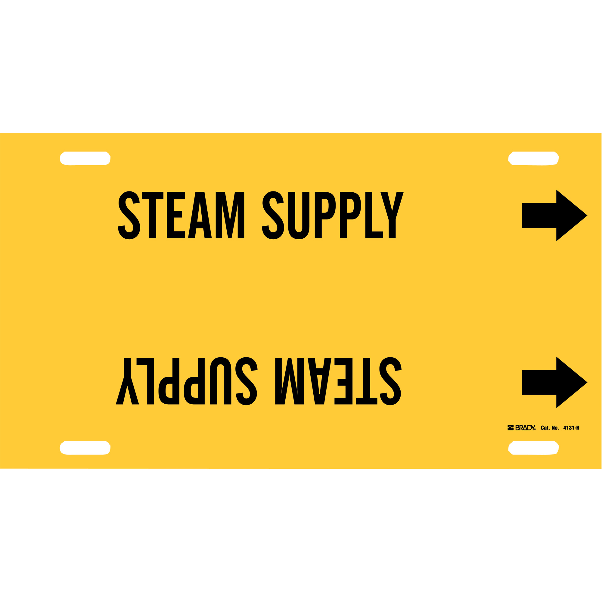 Marqueur de tuyau «Steam Supply», À attacher, 10" h x 32" la, Noir sur jaune