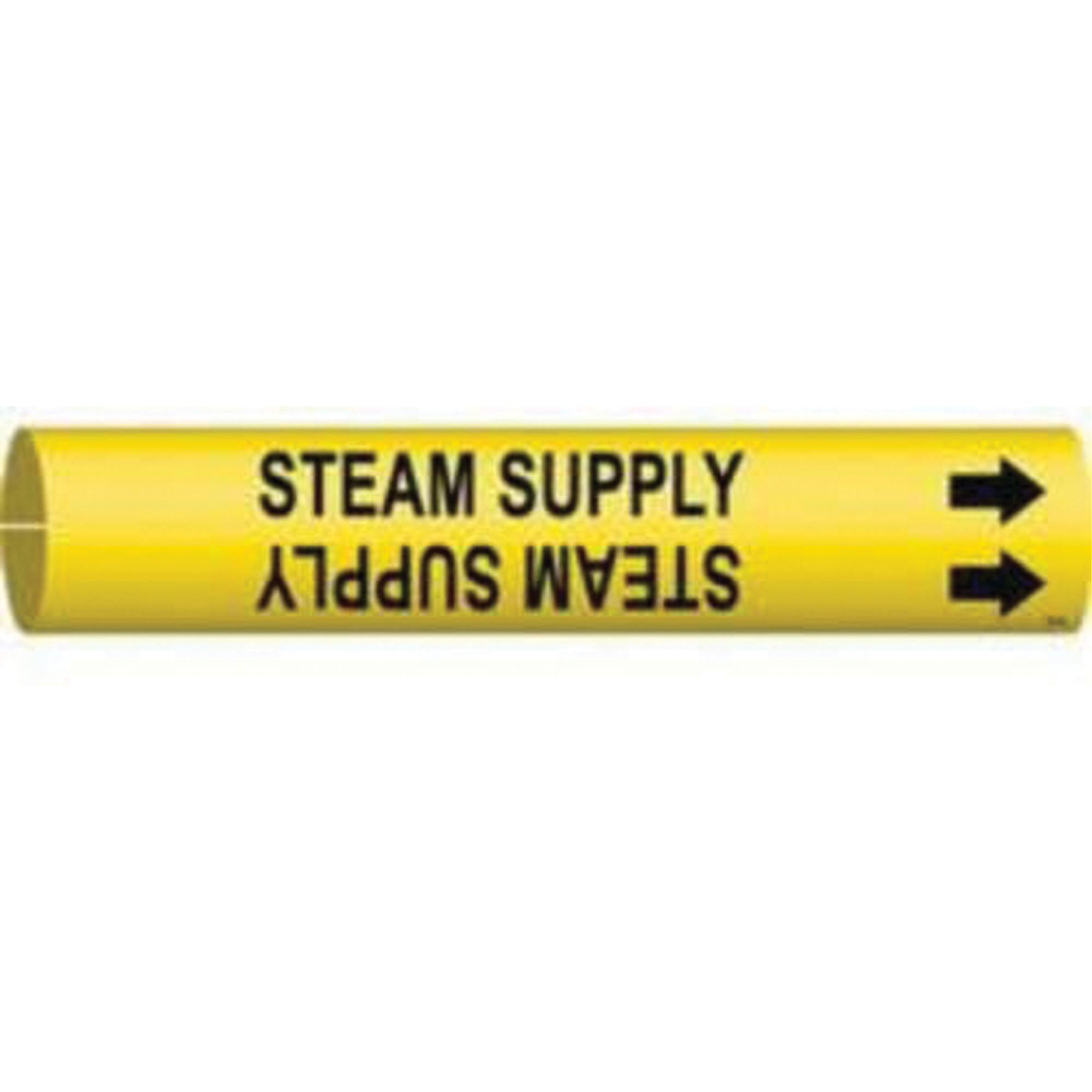 Marqueur de tuyau «Steam Supply», À pression, 13/16" h x 13/16" la, Noir sur jaune