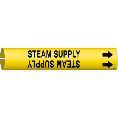 Marqueur de tuyau «Steam Supply», À pression, 2" h x 2" la, Noir sur jaune