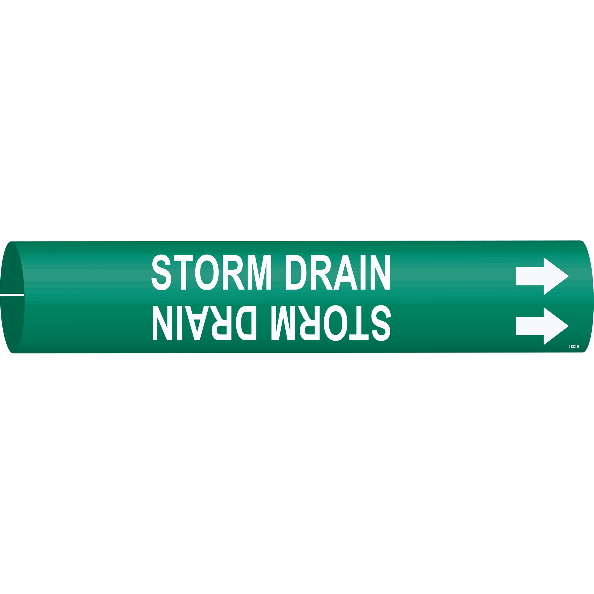 Marqueur de tuyau «Storm Drain», À pression, 7/8" h x 7/8" la, Blanc/vert