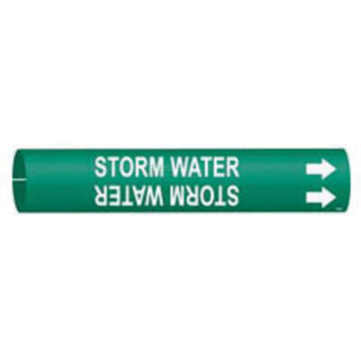 Marqueur de tuyau «Storm Water», À pression, 13/16" h x 13/16" la, Blanc/vert
