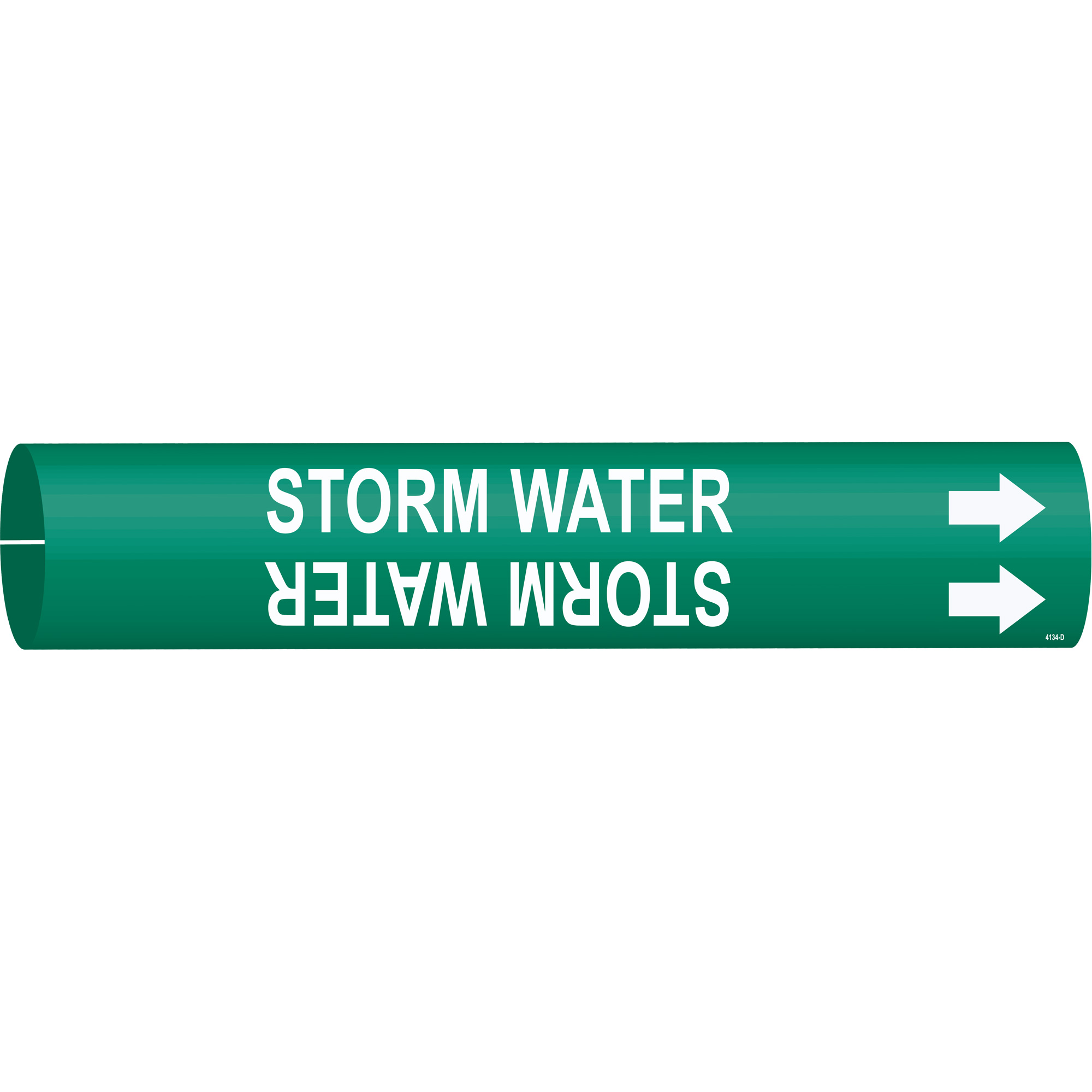Marqueur de tuyau «Storm Water», À pression, 2-13/16" h x 2-13/16" la, Blanc/vert