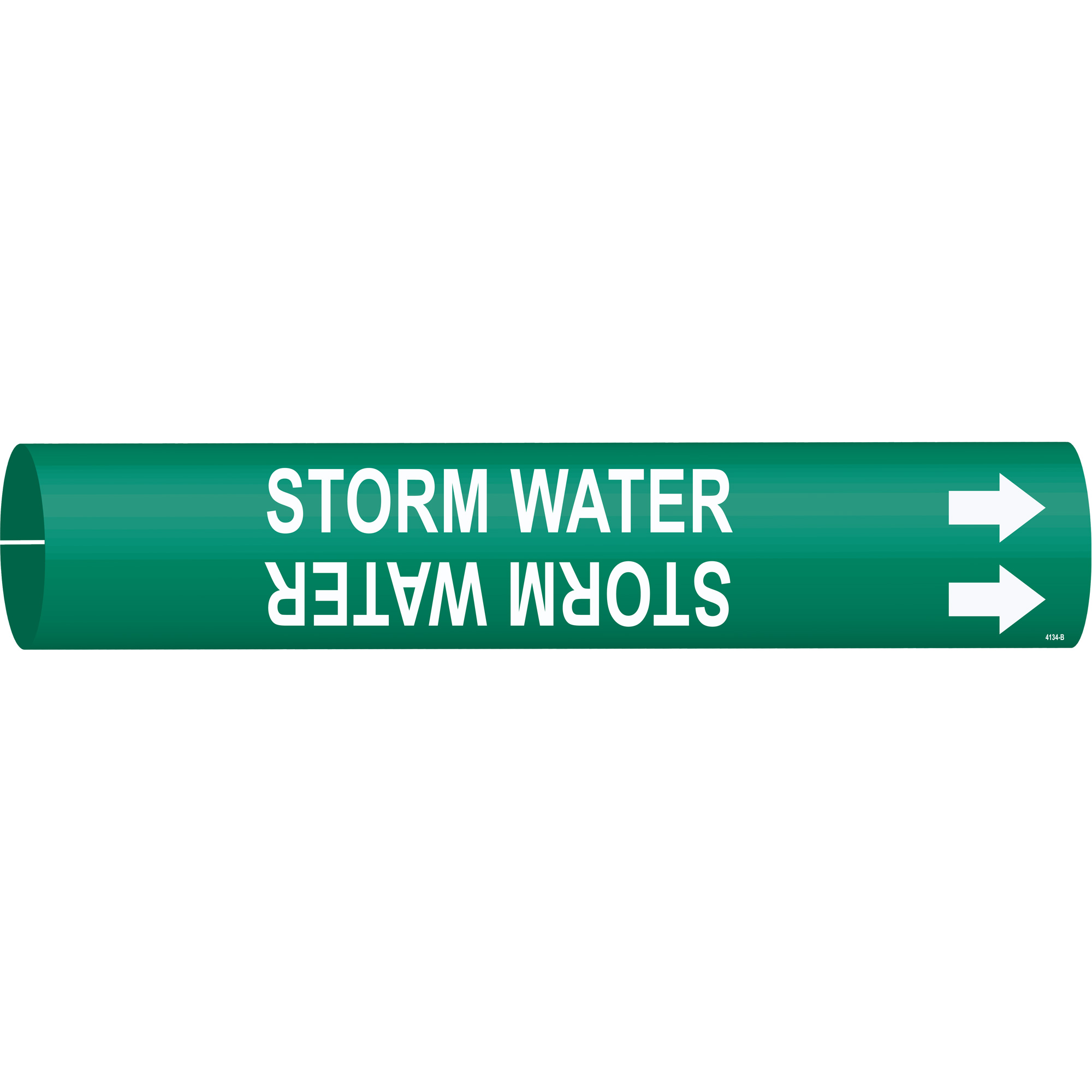 Marqueur de tuyau «Storm Water», À pression, 7/8" h x 7/8" la, Blanc/vert
