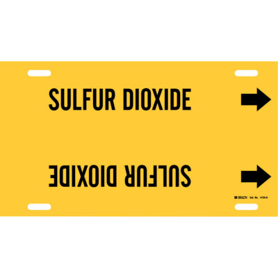 Marqueur de tuyau «Sulfur Dioxide», À attacher, 10" h x 24" la, Noir sur jaune