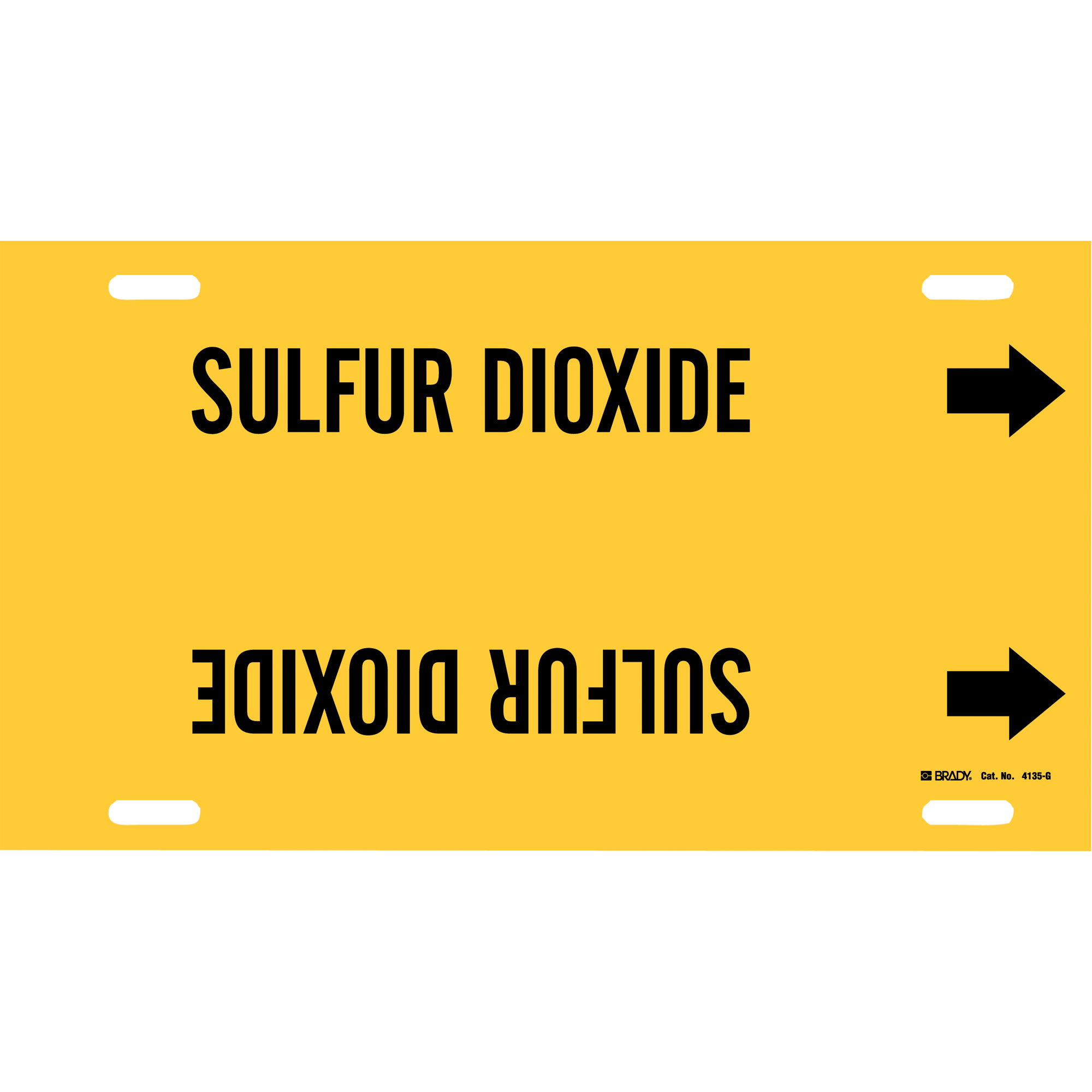 Marqueur de tuyau «Sulfur Dioxide», À attacher, 10" h x 24" la, Noir sur jaune