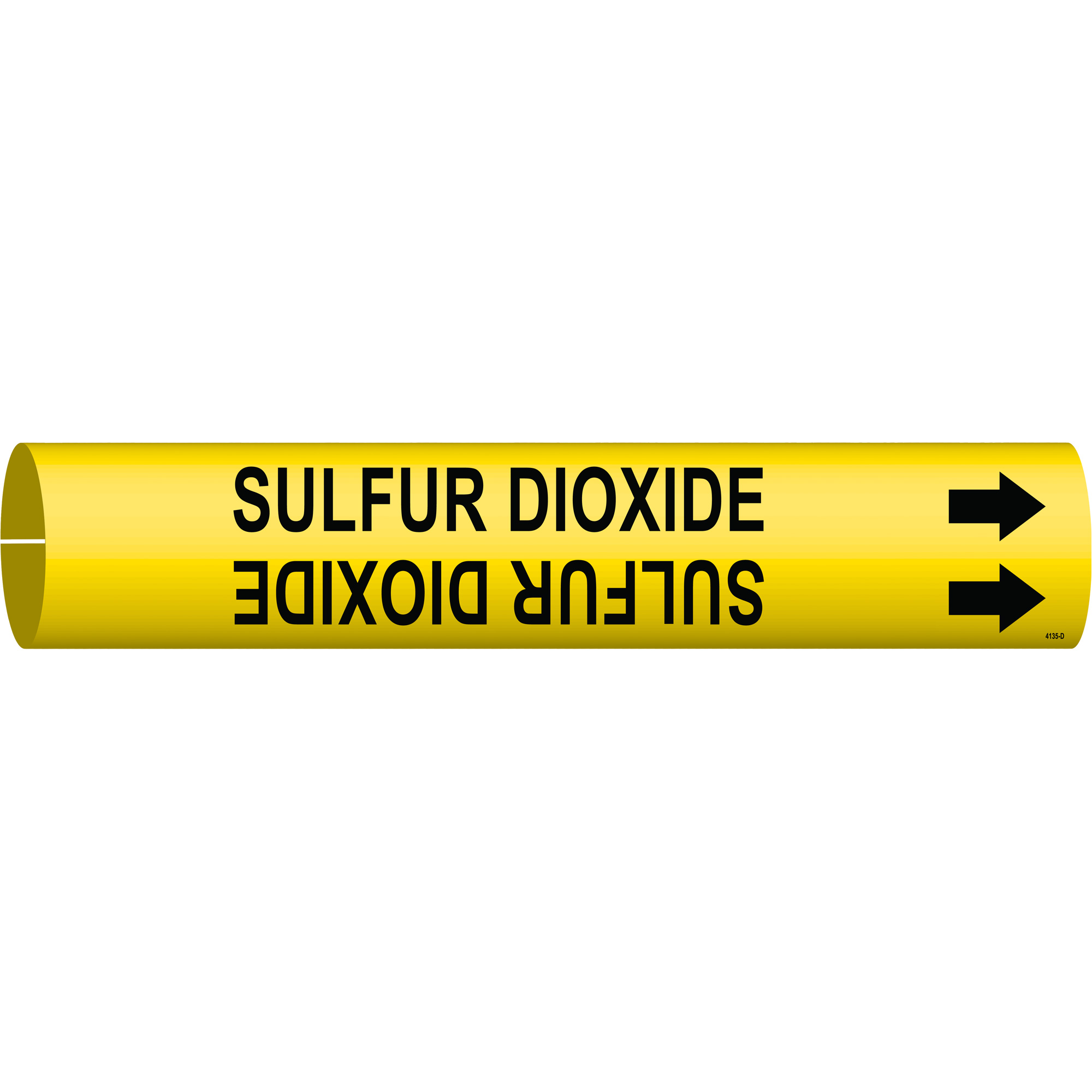 Marqueur de tuyau «Sulfur Dioxide», À pression, 2-13/16" h x 2-13/16" la, Noir sur jaune