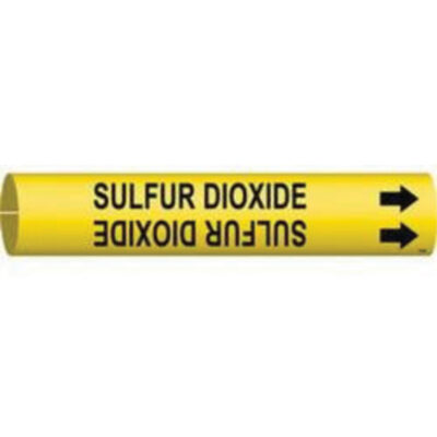 Marqueur de tuyau «Sulfur Dioxide», À pression, 7/8" h x 7/8" la, Noir sur jaune