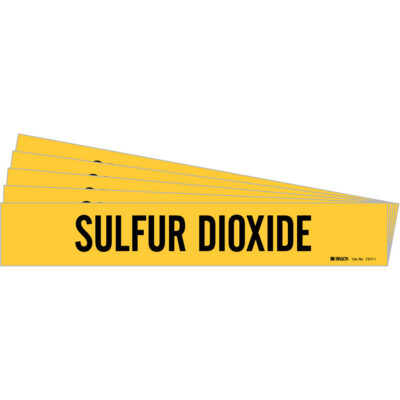 Marqueur de tuyau «Sulfur Dioxide», Autocollant, 2-1/4" h x 14" la, Noir sur jaune