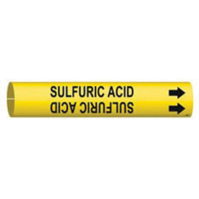 Marqueur de tuyau «Sulfuric Acid», À pression, 13/16" h x 13/16" la, Noir sur jaune