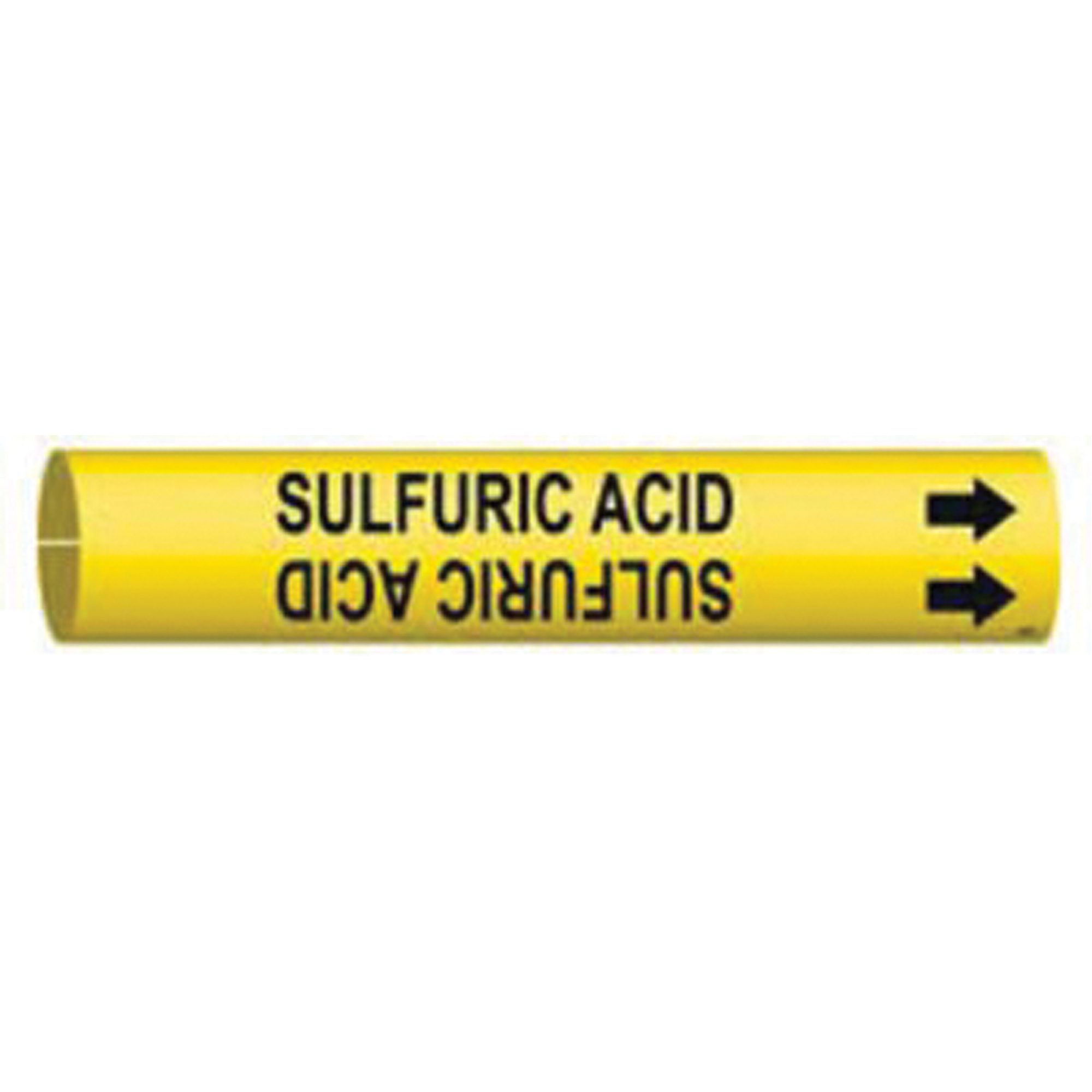 Marqueur de tuyau «Sulfuric Acid», À pression, 13/16" h x 13/16" la, Noir sur jaune